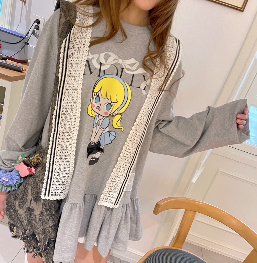 BOUTIQUE-L東大門㊣實拍女裝新款職業人氣推薦長袖T恤披肩BOUTIQUE-L長袖T恤