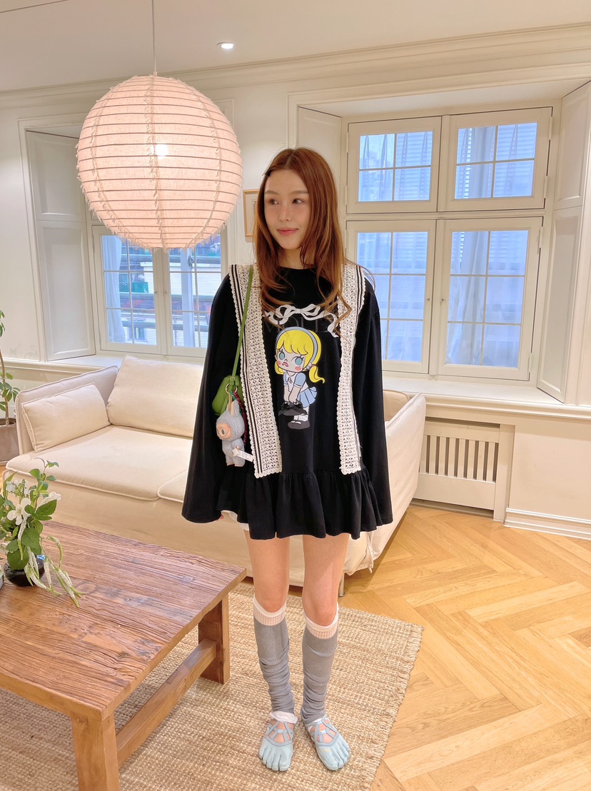 BOUTIQUE-L東大門㊣實拍女裝新款職業人氣推薦長袖T恤披肩BOUTIQUE-L長袖T恤圖色3