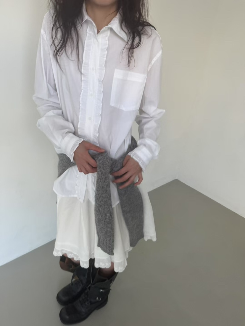 MINIMUZE韓國代購㊣女裝新品真品推薦25春夏休閑襯衫蕾絲衫MINIMUZE襯衫/蕾絲衫