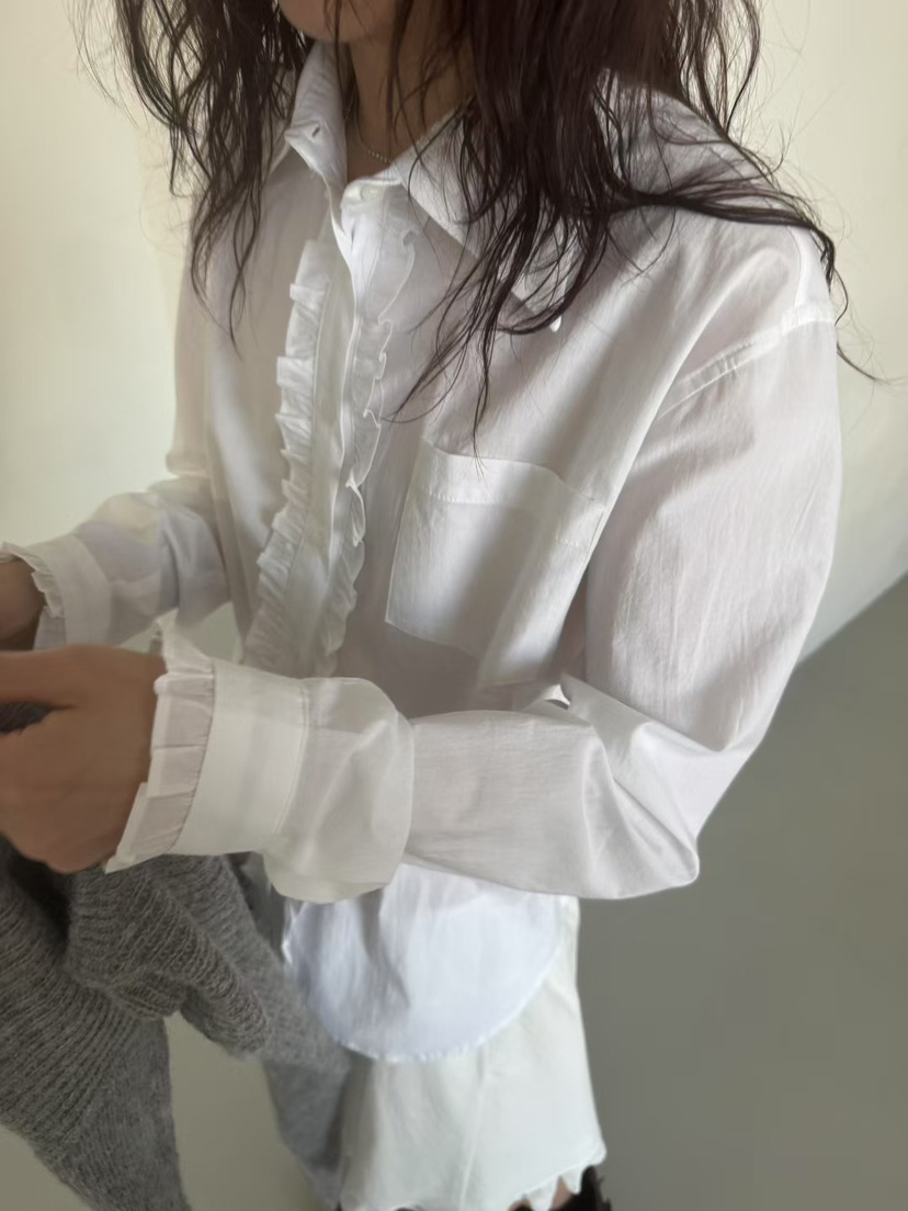 MINIMUZE韓國代購㊣女裝新品真品推薦25春夏休閑襯衫蕾絲衫MINIMUZE襯衫/蕾絲衫