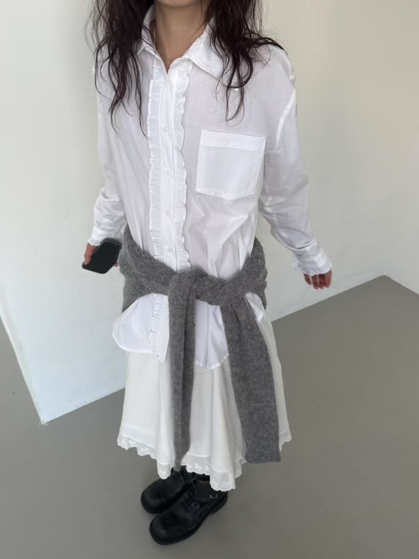 MINIMUZE韓國代購㊣女裝新品真品推薦25春夏休閑襯衫蕾絲衫MINIMUZE襯衫/蕾絲衫