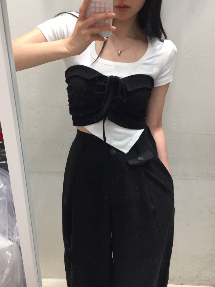 mars東大門㊣代購女士新款真品熱賣吊帶背心不含內搭雙面緊身mars吊帶/背心圖色2