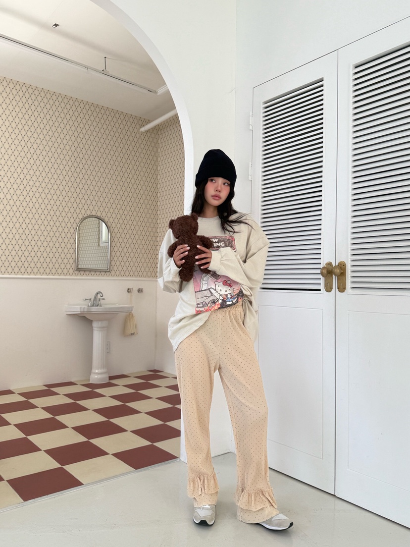 MAISONDEGLORY東大門㊣直郵女士新款推薦休閑時尚休閑褲荷葉邊MAISON DE GLORY休閑褲