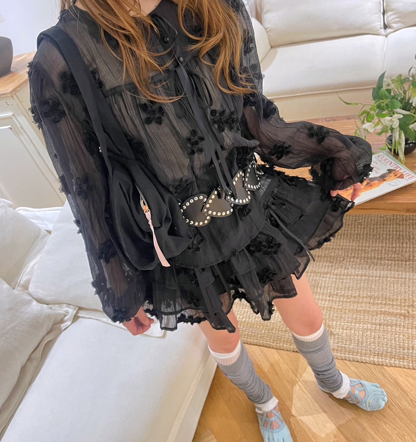 BOUTIQUE-L東大門㊣實拍女士新款時尚25春夏休閑襯衫蕾絲衫BOUTIQUE-L襯衫/蕾絲衫