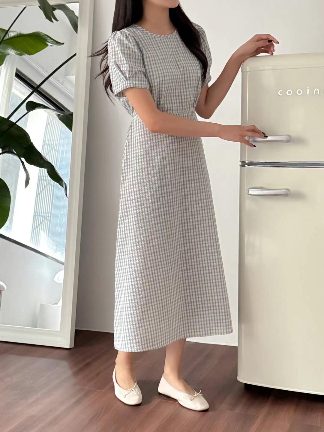 THE ORA東大門㊣實拍女士新品人氣推薦25春夏職業連衣裙格紋THE ORA連衣裙