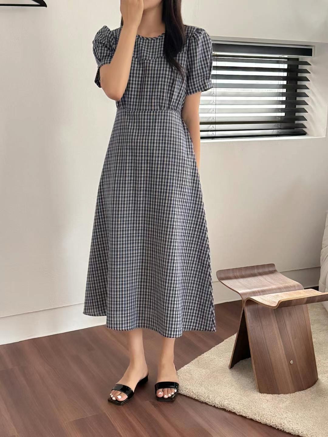 THE ORA東大門㊣實拍女士新品人氣推薦25春夏職業連衣裙格紋THE ORA連衣裙圖色3
