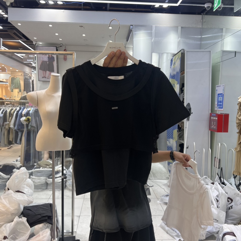 NON CLIP韓國代購㊣女裝新品休閑時尚推薦真品25春夏T恤假兩件NON CLIPT恤