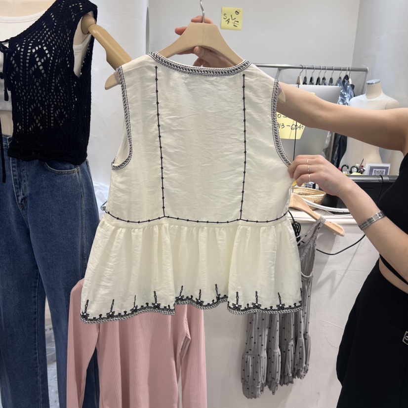 ROU.TINE東大門㊣直郵女裝新品時尚25春夏真品職業吊帶背心ROU.TINE吊帶/背心
