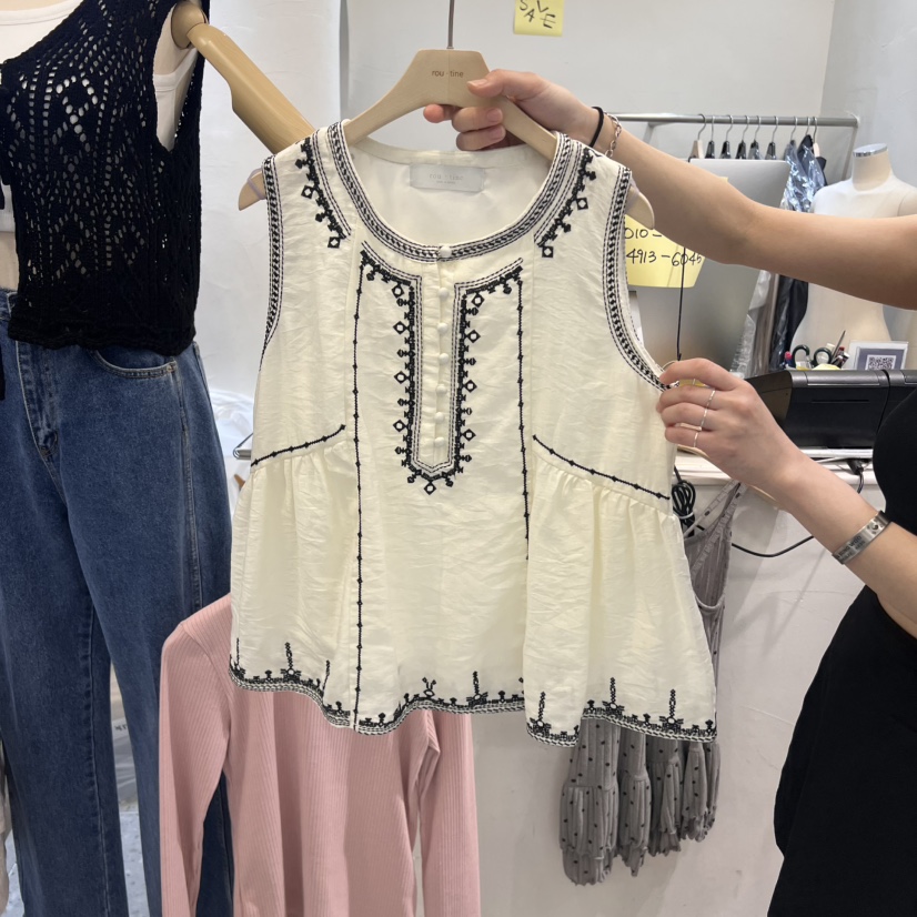 ROU.TINE東大門㊣直郵女裝新品時尚25春夏真品職業吊帶背心ROU.TINE吊帶/背心