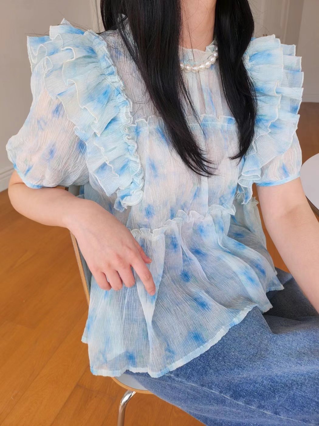 LAYERING東大門㊣代購女士新品真品職業推薦休閑襯衫蕾絲衫LAYERING襯衫/蕾絲衫圖色3