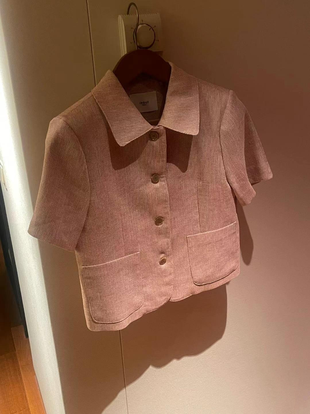 INOUF東大門㊣直郵女裝新品真品推薦人氣25春夏時尚夾克亞麻布INOUF/FLUTTER夾克圖色3