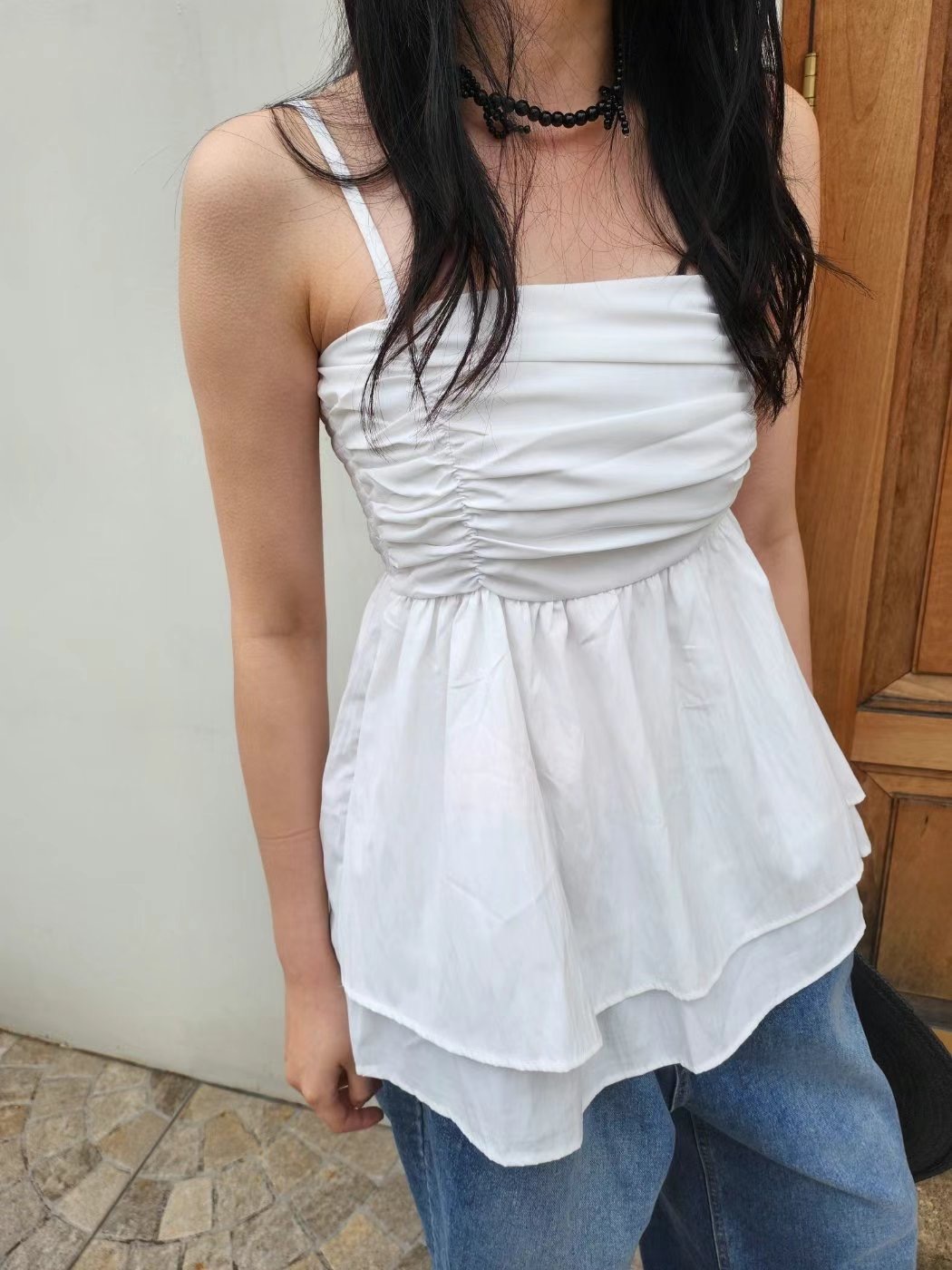 LAYERING東大門㊣代購女裝新款休閑人氣推薦25春夏吊帶背心褶皺LAYERING吊帶/背心圖色4