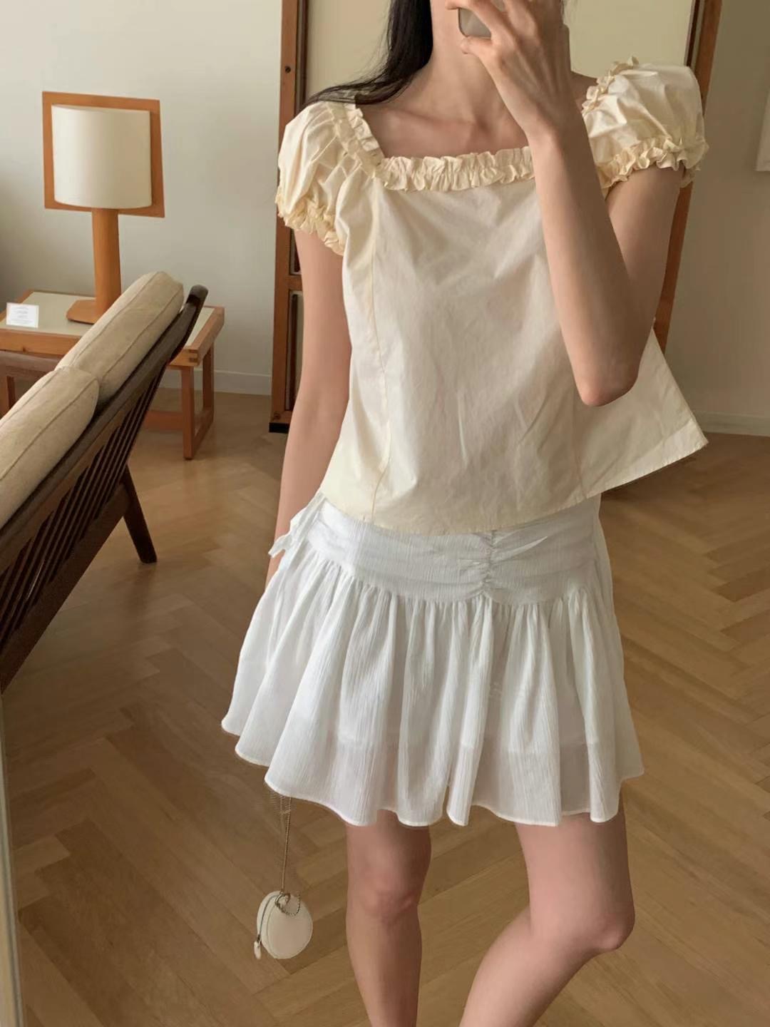 INOUF韓國代購㊣女裝新品熱賣25春夏時尚推薦人氣襯衫蕾絲衫INOUF/FLUTTER襯衫/蕾絲衫