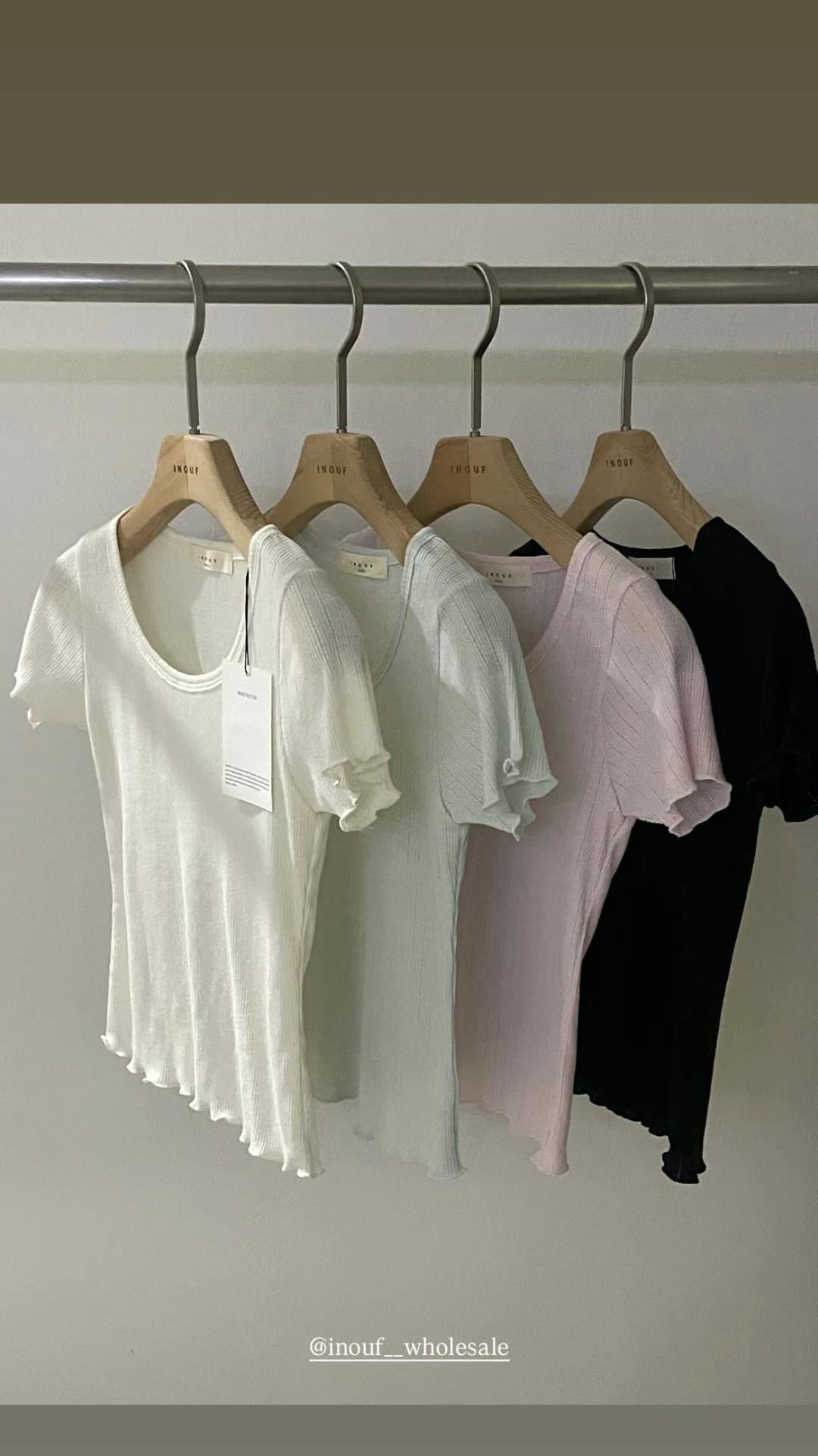INOUF東大門㊣直郵女士新品25春夏時尚人氣熱賣職業休閑T恤INOUF/FLUTTERT恤圖色3左三色