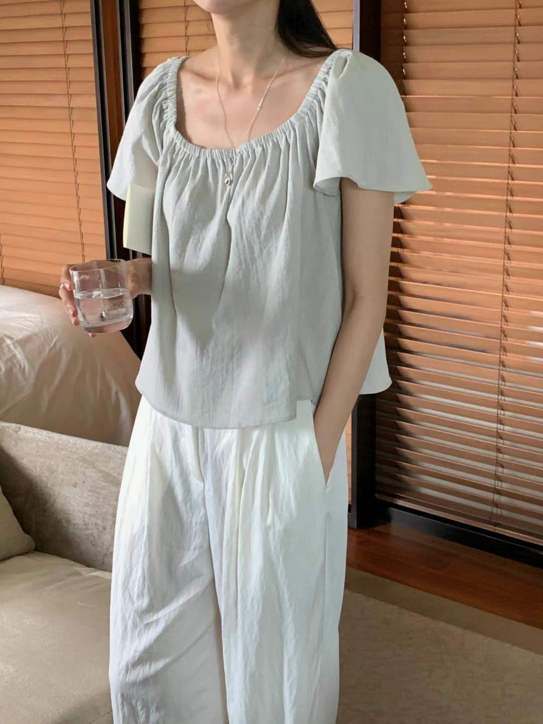 INOUF韓國代購㊣女士新款25春夏推薦時尚休閑職業襯衫蕾絲衫INOUF/FLUTTER襯衫/蕾絲衫圖色3
