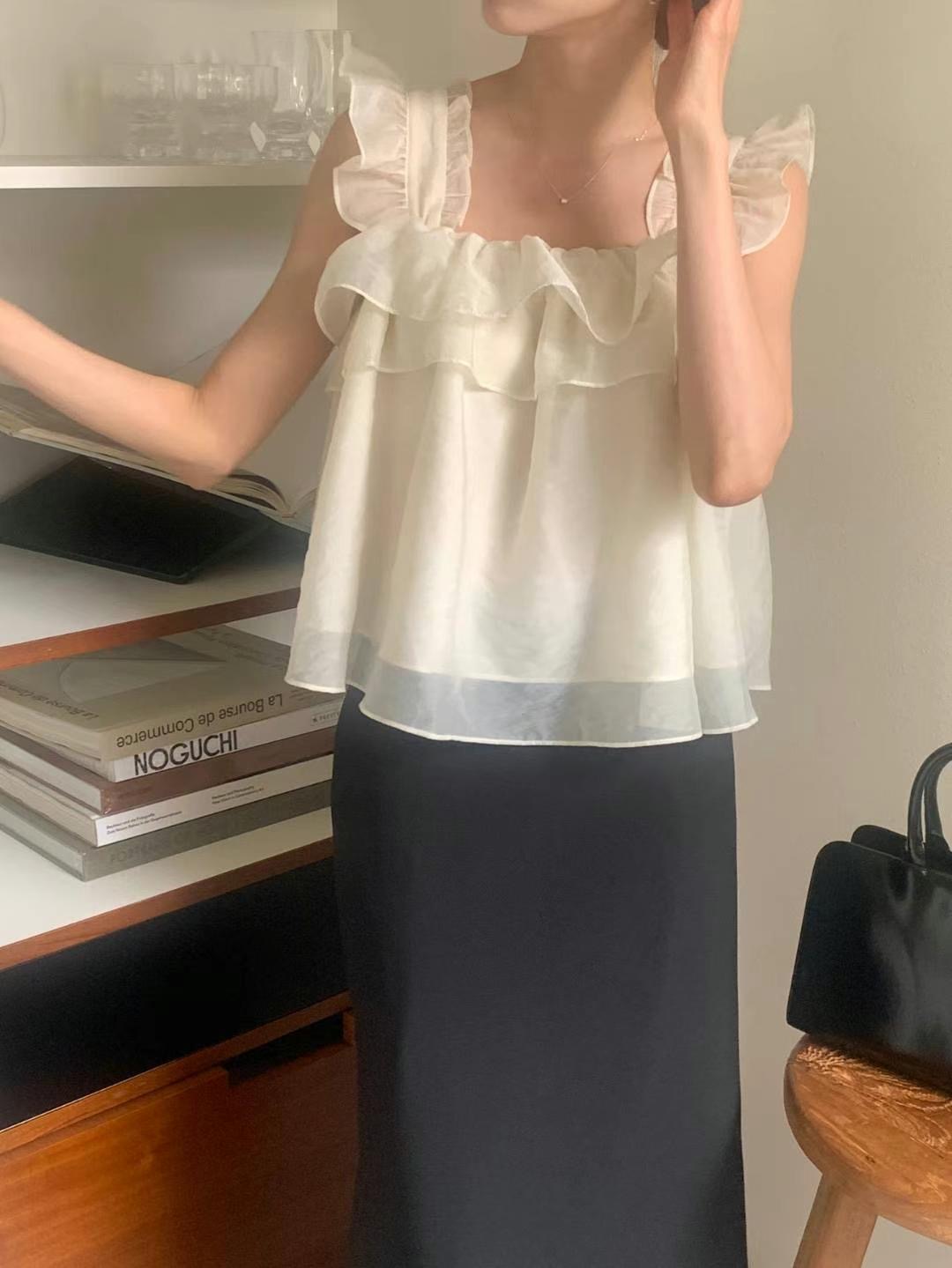 INOUF韓國直郵㊣女裝新品熱賣休閑25春夏推薦人氣職業吊帶背心INOUF/FLUTTER吊帶/背心圖色2