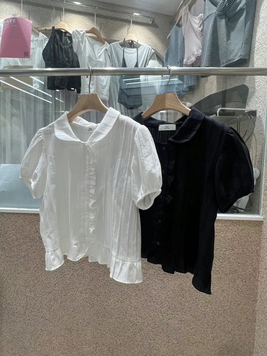 HAVE東大門㊣實拍女士新款真品25春夏時尚襯衫蕾絲衫荷葉邊HAVE襯衫/蕾絲衫