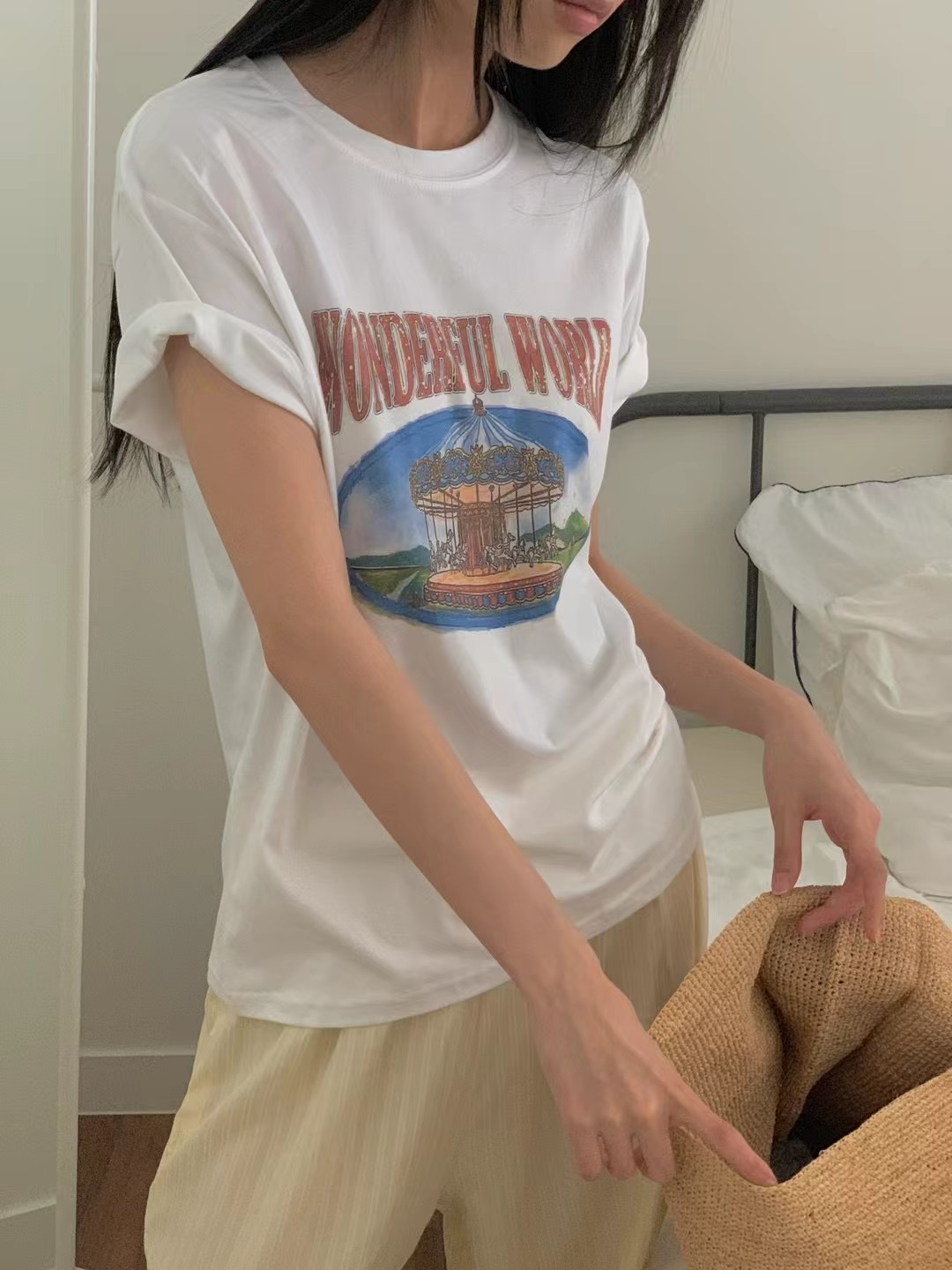 OBE東大門㊣代購女裝新款時尚人氣推薦真品熱賣休閑職業T恤OBET恤圖色2