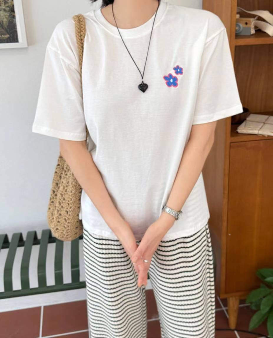 SALT.B東大門㊣直郵女裝新款休閑熱賣人氣25春夏推薦T恤刺繡SALT.BT恤