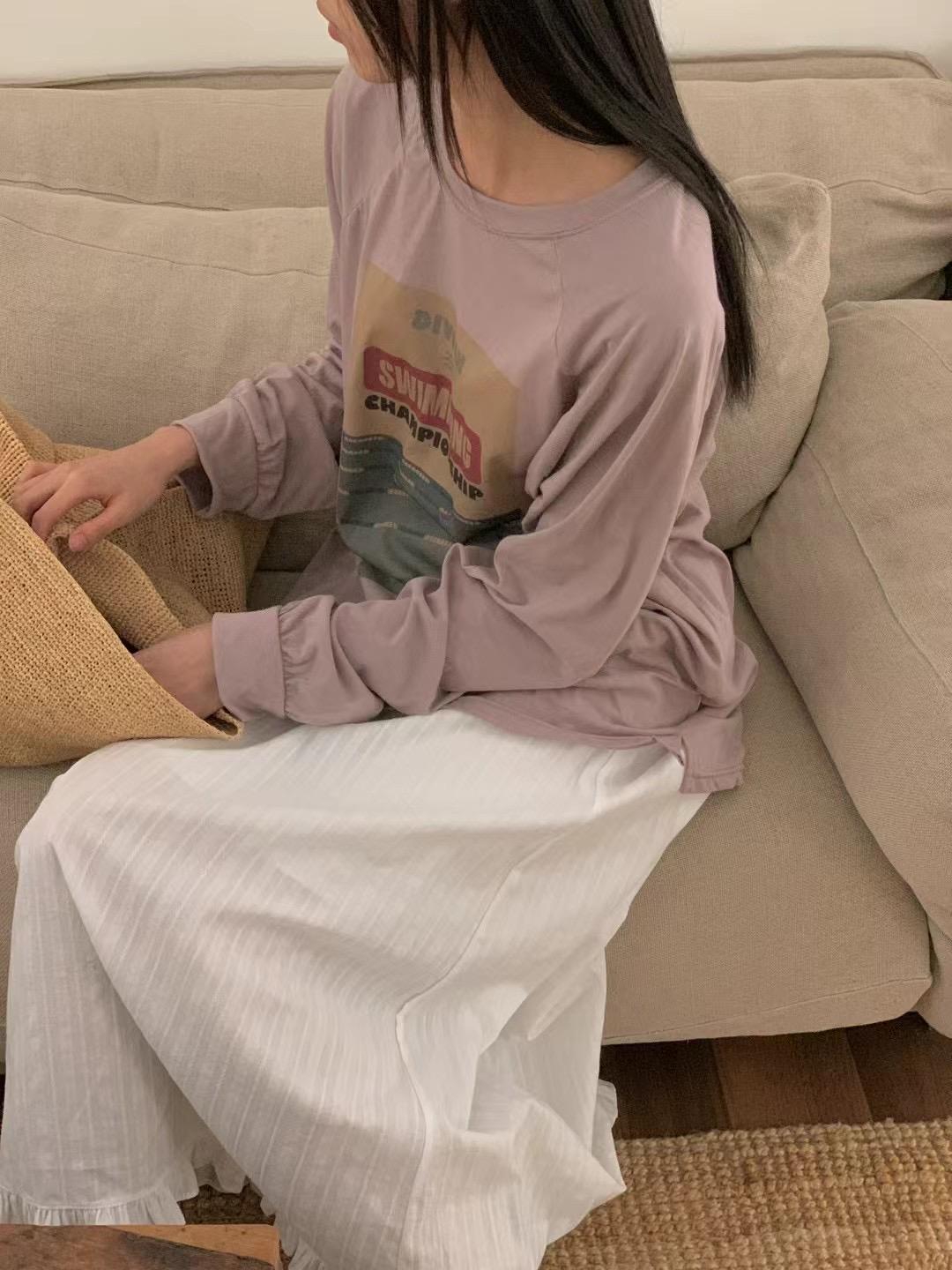 OBE韓國直郵㊣女士新款休閑熱賣推薦職業時尚人氣25春夏長袖T恤OBE長袖T恤