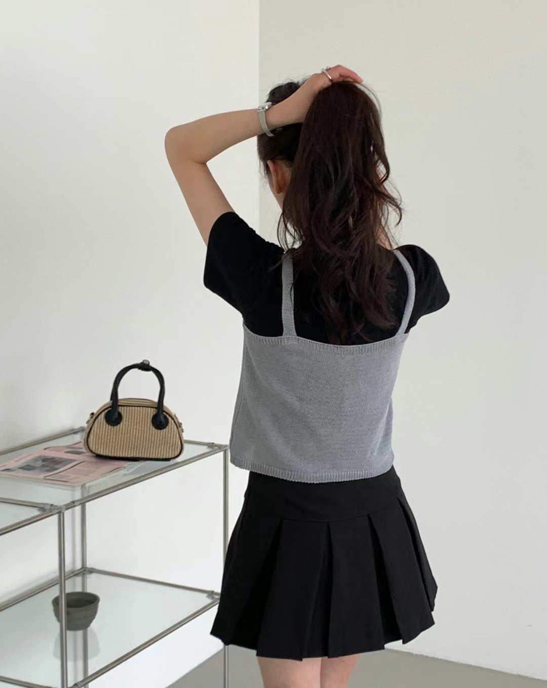 LOOK韓國代購㊣女裝新品人氣推薦休閑職業時尚吊帶背心緊身LOOK吊帶/背心