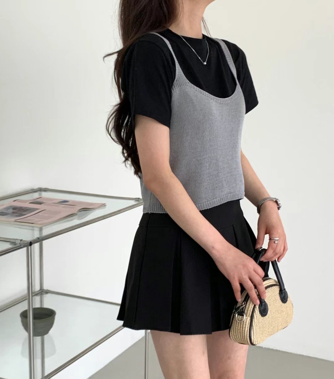 LOOK韓國代購㊣女裝新品人氣推薦休閑職業時尚吊帶背心緊身LOOK吊帶/背心