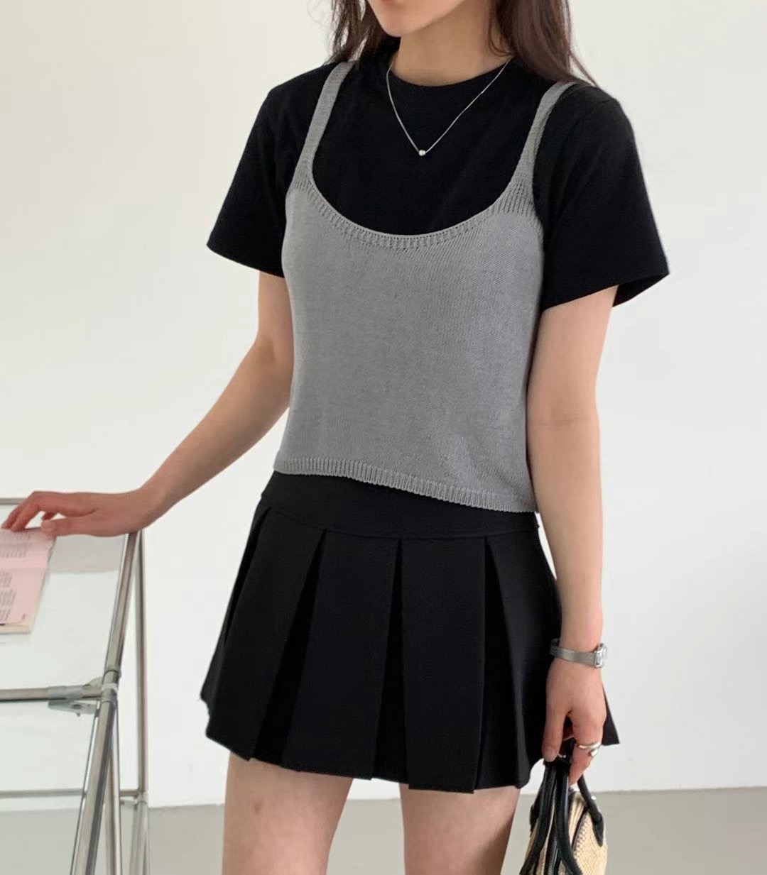 LOOK韓國代購㊣女裝新品人氣推薦休閑職業時尚吊帶背心緊身LOOK吊帶/背心圖色3