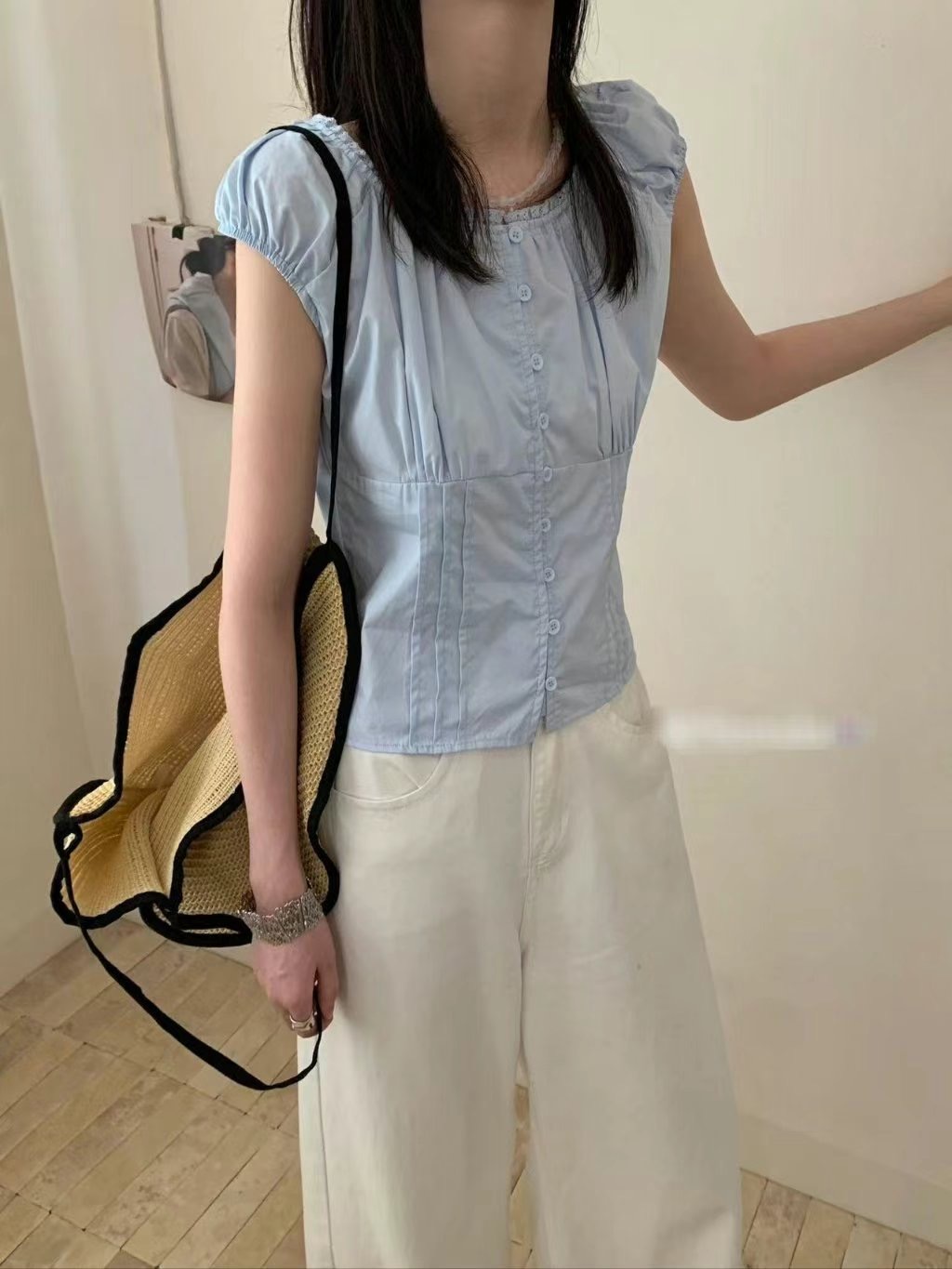 IGOTC-아가씨-T東大門㊣直郵女士新款休閑人氣襯衫蕾絲衫IGOTC-아가씨-T襯衫/蕾絲衫
