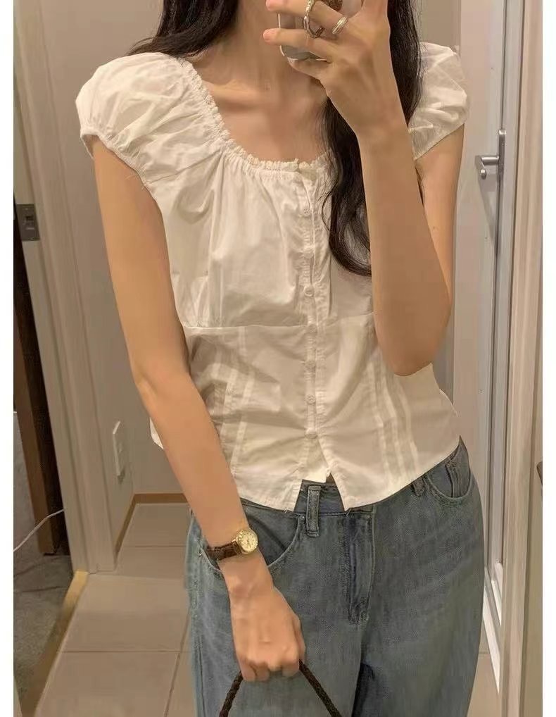 IGOTC-아가씨-T東大門㊣直郵女士新款休閑人氣襯衫蕾絲衫IGOTC-아가씨-T襯衫/蕾絲衫圖色2