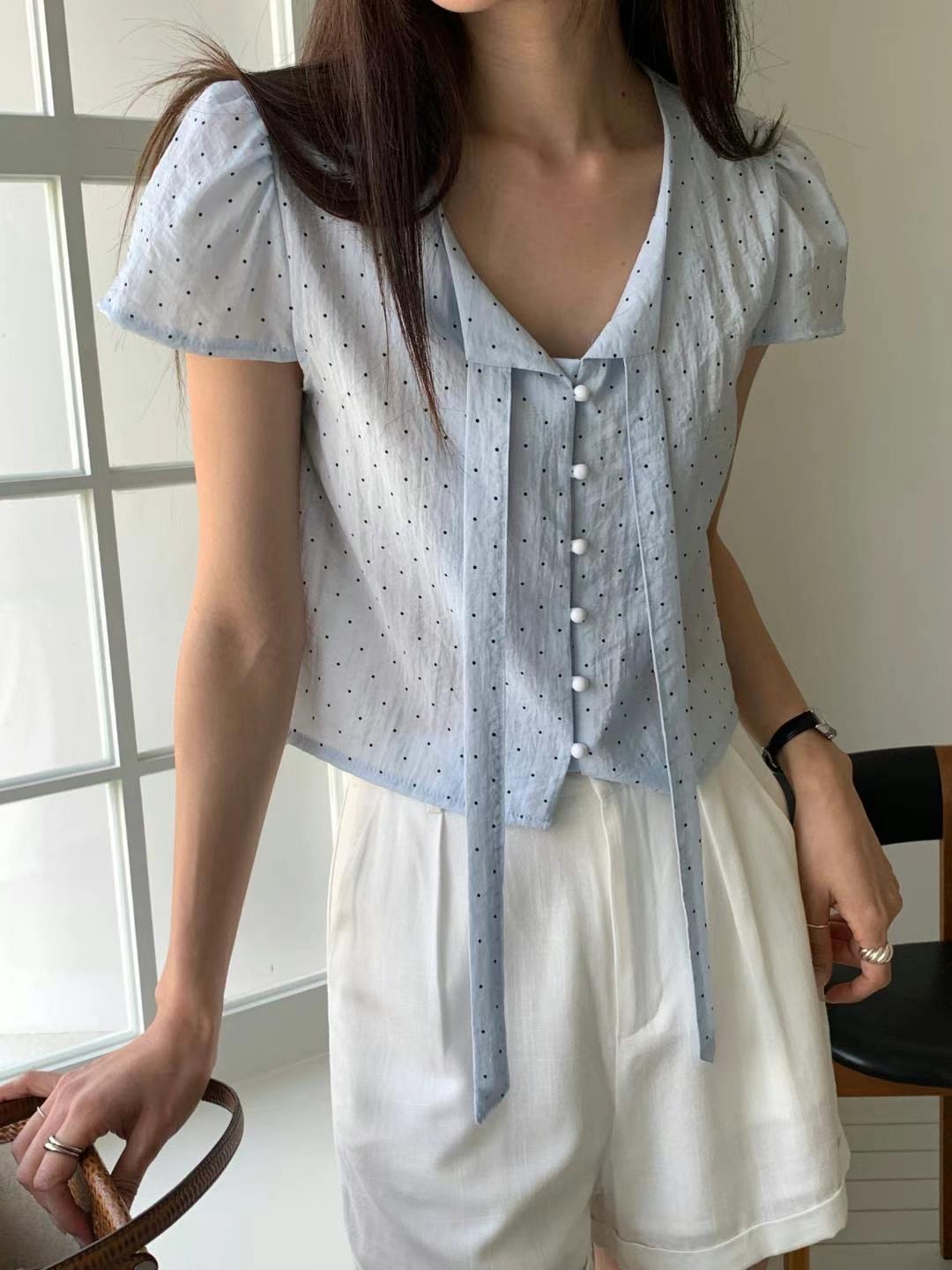 IGOTC-아가씨-T東大門㊣直郵女士新款真品時尚襯衫蕾絲衫IGOTC-아가씨-T襯衫/蕾絲衫圖色2