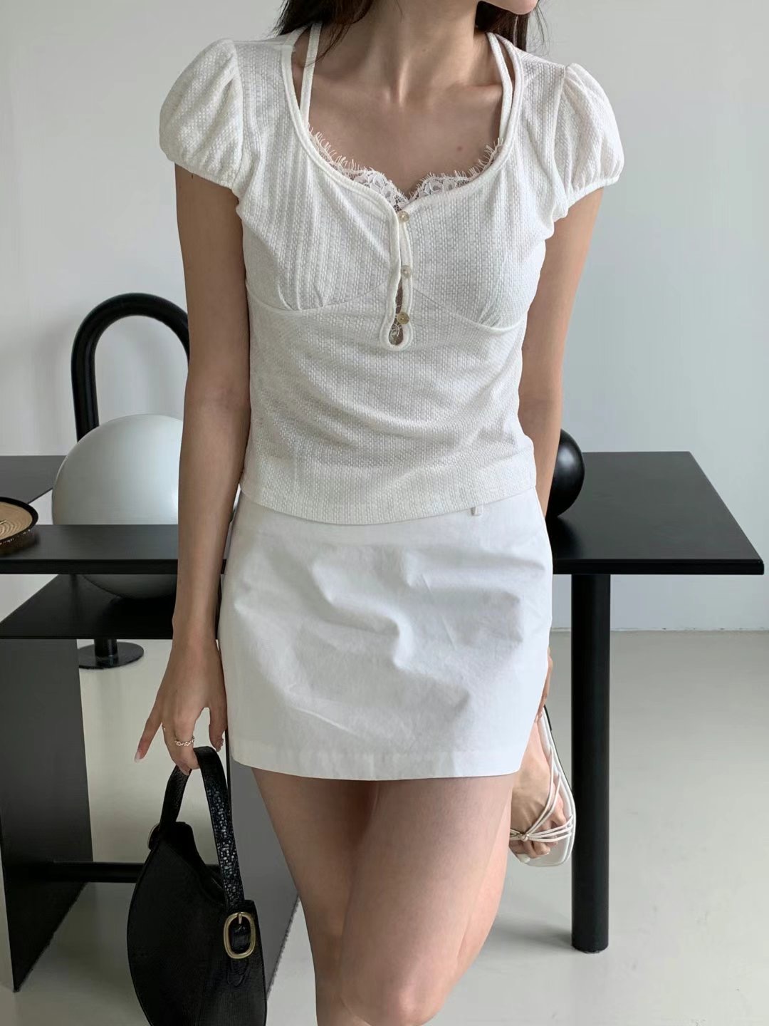 IGOTC-아가씨-T東大門㊣代購女士新款25春夏推薦襯衫蕾絲衫IGOTC-아가씨-T襯衫/蕾絲衫圖色1