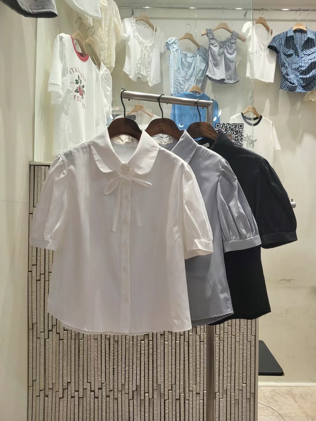 IGOTC-아가씨-T韓國代購㊣女裝新品25春夏襯衫蕾絲衫圓領IGOTC-아가씨-T襯衫/蕾絲衫