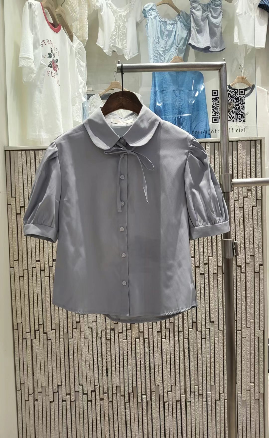 IGOTC-아가씨-T韓國代購㊣女裝新品25春夏襯衫蕾絲衫圓領IGOTC-아가씨-T襯衫/蕾絲衫圖色1
