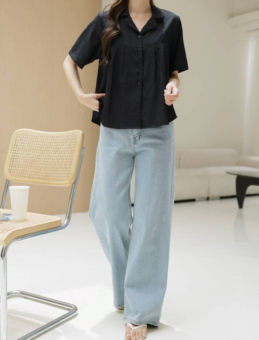 MU 뮤-T韓國代購㊣女士新品25春夏職業休閑真品襯衫蕾絲衫MU 뮤-T襯衫/蕾絲衫