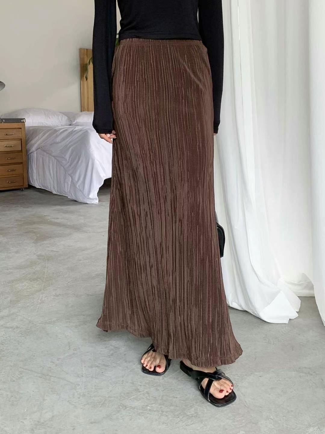 STELLA SKIRT東大門㊣實拍女士新款人氣推薦休閑熱賣長裙褶皺STELLA SKIRT長裙