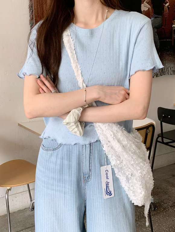 PASTELDEER東大門㊣直郵女裝新款職業時尚休閑推薦25春夏T恤花朵PASTELDEERT恤圖色2