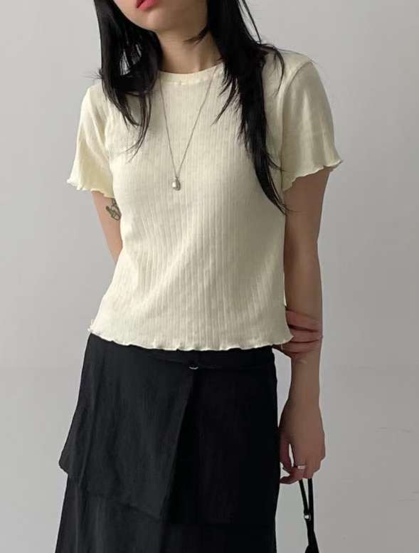 PASTELDEER東大門㊣直郵女裝新款職業時尚休閑推薦25春夏T恤花朵PASTELDEERT恤圖色3