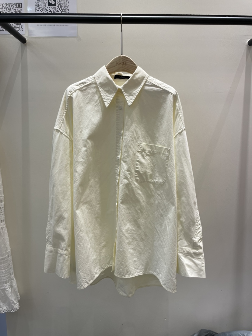 NEOUL韓國代購㊣女士新品時尚人氣職業推薦熱賣襯衫蕾絲衫棉質NEOUL/ahin雙領標簽襯衫/蕾絲衫