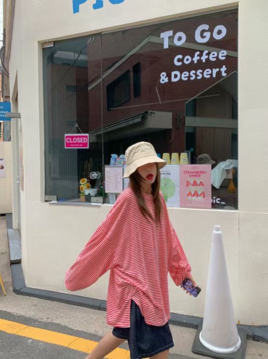 끌 벅지東大門㊣實拍女裝新品職業25春夏時尚人氣熱賣長袖T恤Pull Buck長袖T恤