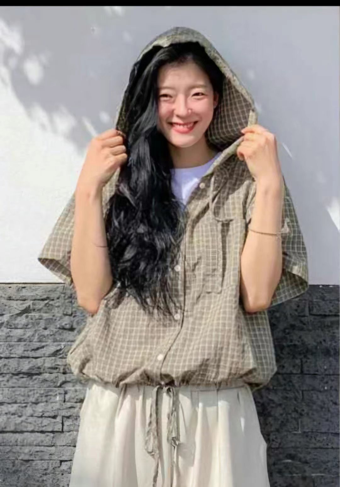 Y.BUTTERFIY韓國代購㊣女士新款25春夏時尚襯衫蕾絲衫格紋Y.BUTTERFIY襯衫/蕾絲衫