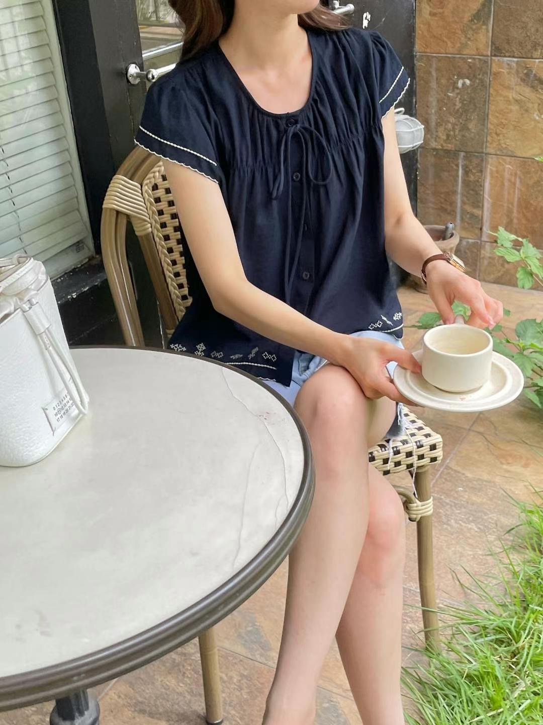 EROOM韓國代購㊣女裝新品職業25春夏時尚休閑熱賣襯衫蕾絲衫EROOM襯衫/蕾絲衫