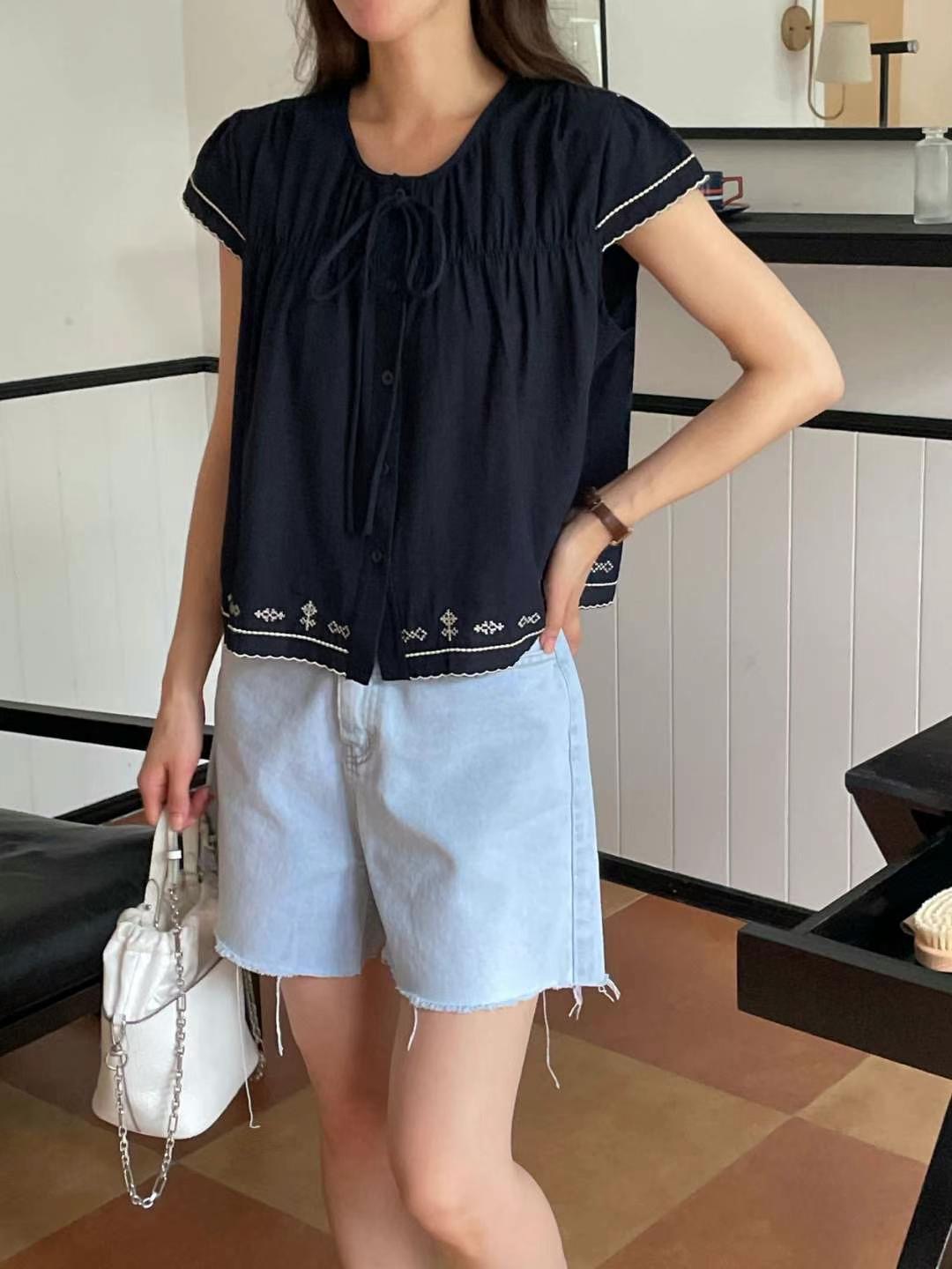EROOM韓國代購㊣女裝新品職業25春夏時尚休閑熱賣襯衫蕾絲衫EROOM襯衫/蕾絲衫圖色2