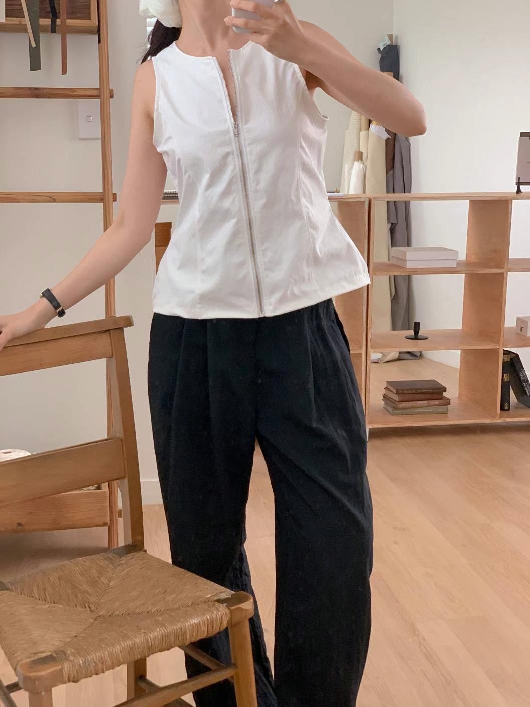 CIRCLE-써클-T東大門㊣實拍女裝新款推薦熱賣襯衫蕾絲衫拉鏈CIRCLE襯衫/蕾絲衫