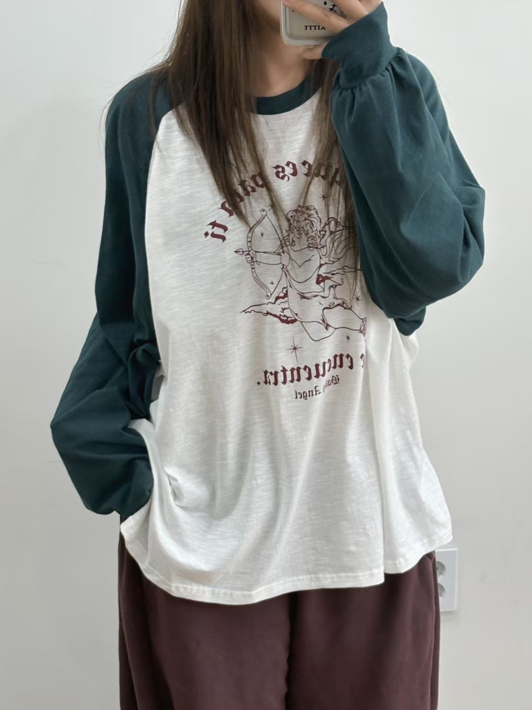 끌 벅지東大門㊣實拍女士新款25春夏時尚推薦真品休閑長袖T恤Pull Buck長袖T恤圖色2