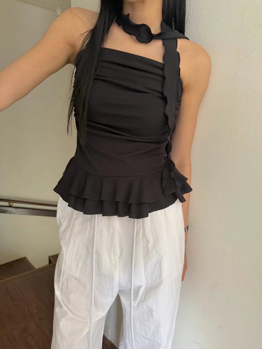 DIPPING韓國直郵㊣女士新品人氣職業推薦時尚吊帶背心含脖帶DIPPING吊帶/背心