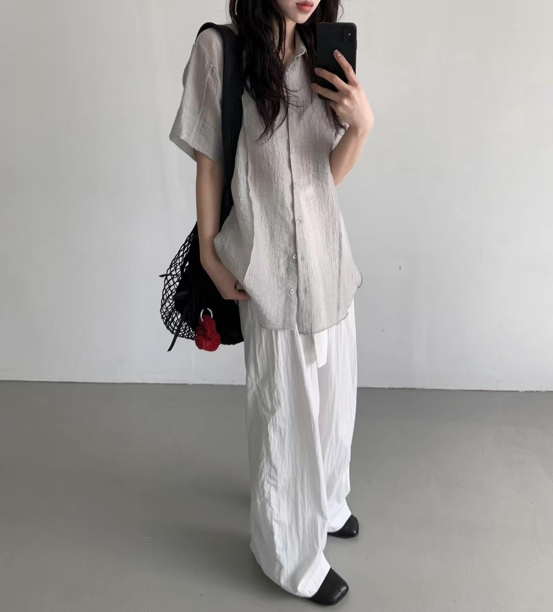 DINO韓國代購㊣女士新款時尚熱賣真品25春夏襯衫蕾絲衫褶皺DINO襯衫/蕾絲衫