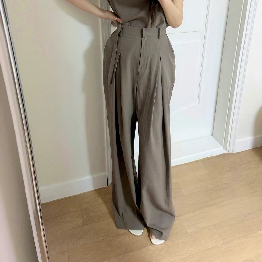 MY YOUNG韓國代購㊣女士新品真品25春夏人氣職業休閑褲亞麻OUNCE休閑褲圖色1