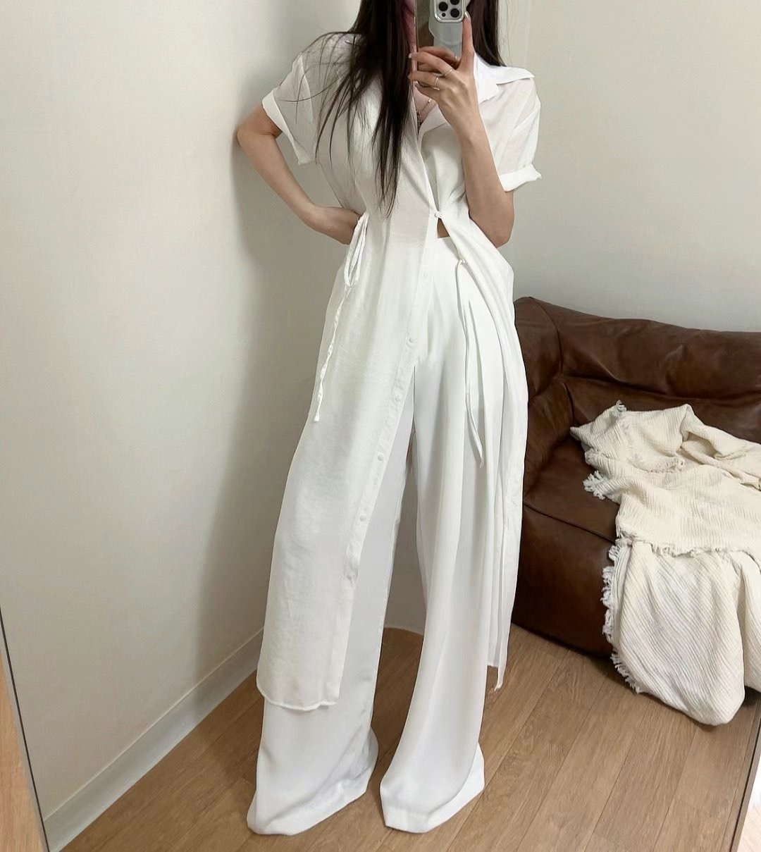 MY YOUNG東大門㊣直郵女裝新款人氣休閑熱賣連衣裙含腰繩紐扣OUNCE連衣裙圖色1