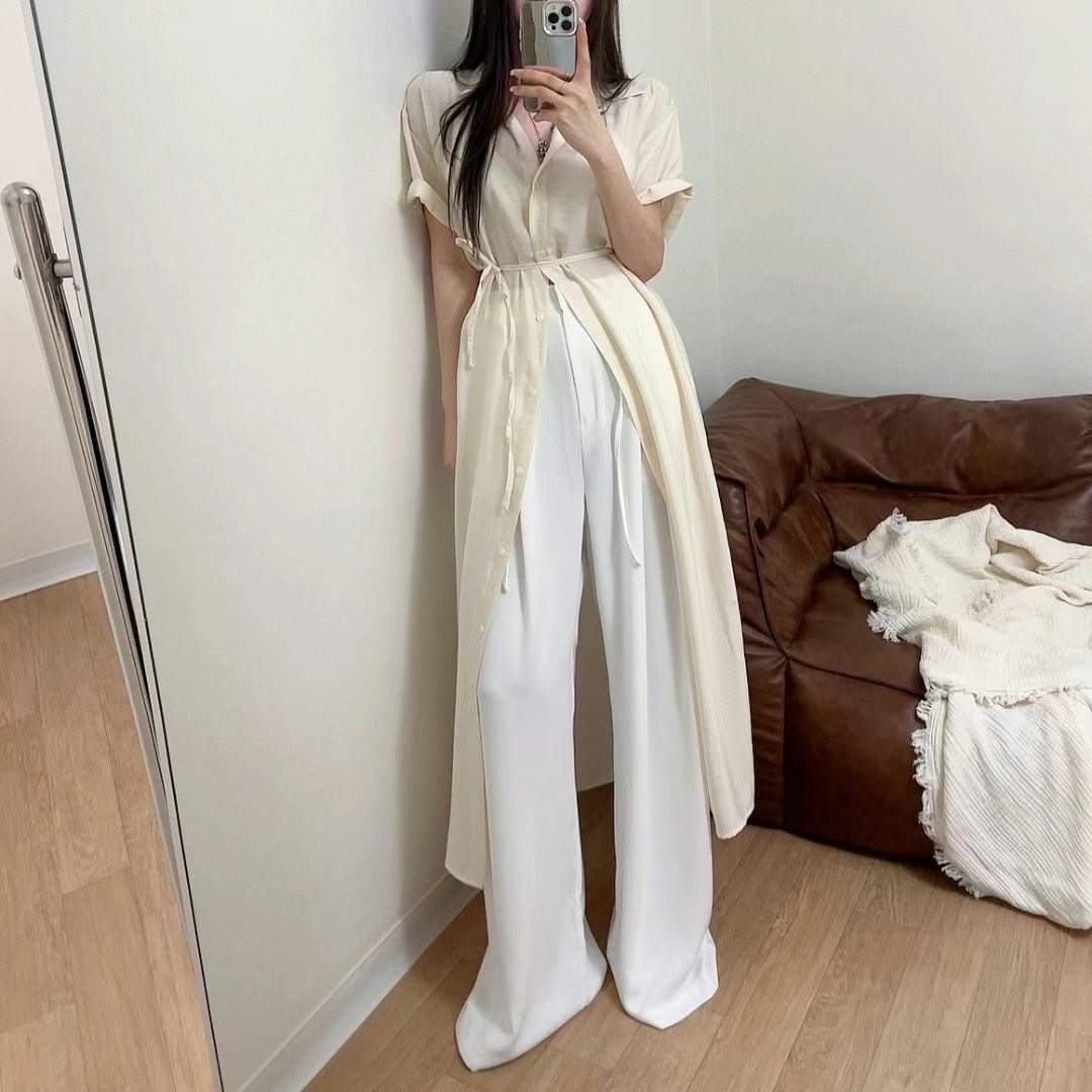 MY YOUNG東大門㊣直郵女裝新款人氣休閑熱賣連衣裙含腰繩紐扣OUNCE連衣裙圖色2
