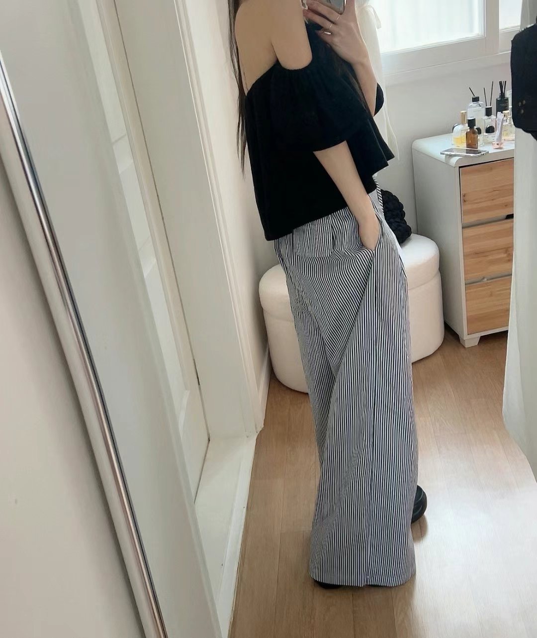 MY YOUNG韓國直郵㊣女裝新品時尚真品熱賣25春夏休閑褲條紋OUNCE休閑褲